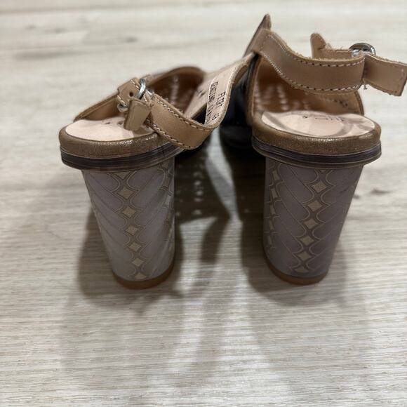 L'Artiste by Spring Step Flirt Slingback Pump Block Heel Shoes Grey Tan Size 43 - Picture 5 of 7